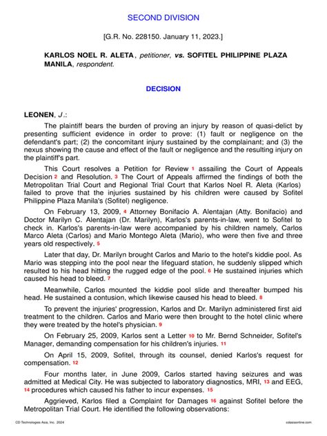 Karlos Noel R. Aleta vs. Sofitel Philippine Plaza Manila.